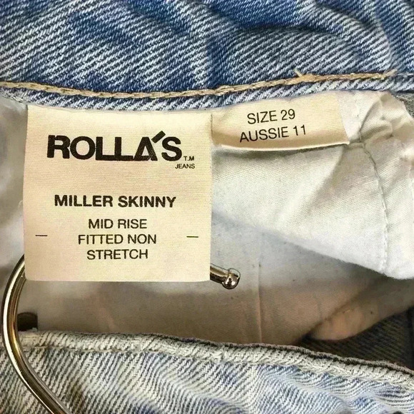 Rolla's High Rise Jeans Size 29 Light Wash Mid Rise Skinny Fit Tapered - Picture 7 of 9